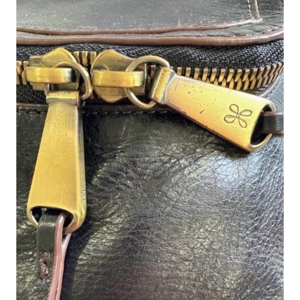 HOBO International Black Leather Crossbody Bag Y2K Boho Moto Brass Tassel Zip - Picture 10 of 16